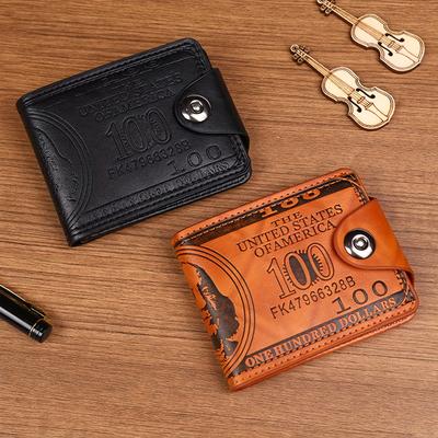 1pc Men's Press Dollar Wallet, One Hundred Dollar Men's Short Wallet