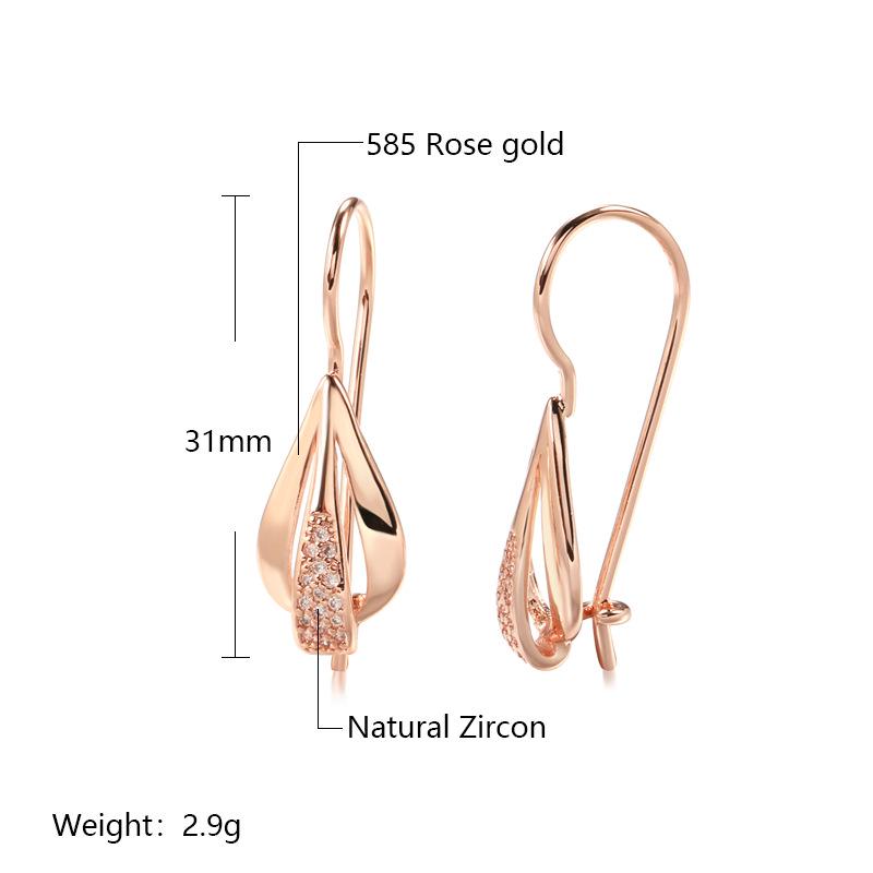Korean Fashion Diamond Earrings: European & American Trend, 585 Rose Gold, Elegant & Unique