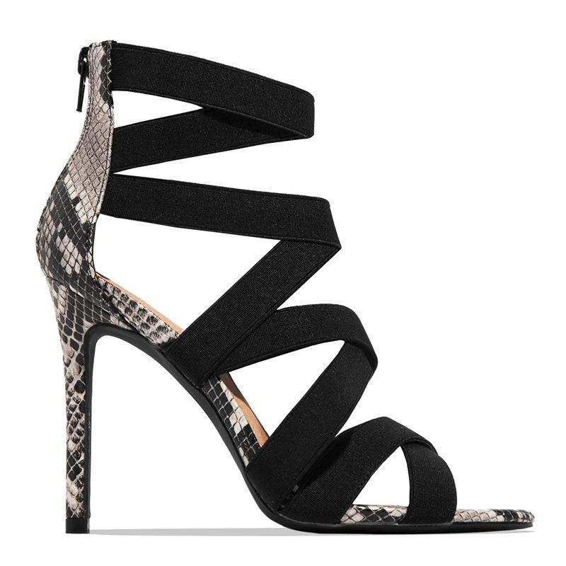 Sandals summer European, American and Roman style super high heel thin heel elastic band bag heel rear zipper sexy high heel sandals