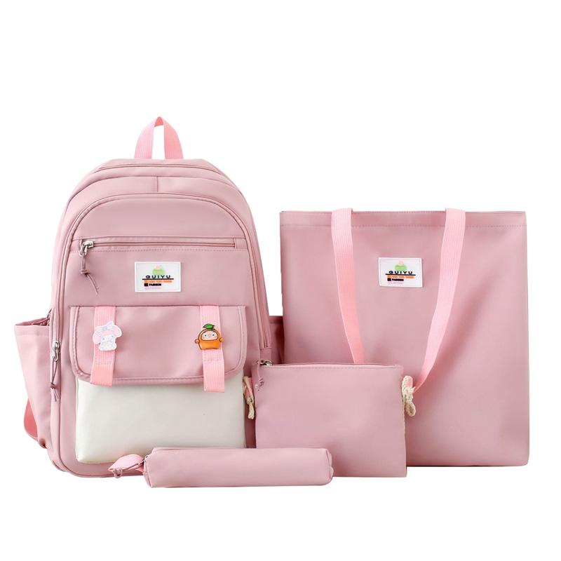 

New stylish and simple multi-functional student children s schoolbag four-piece girls large-capacity cute backpack