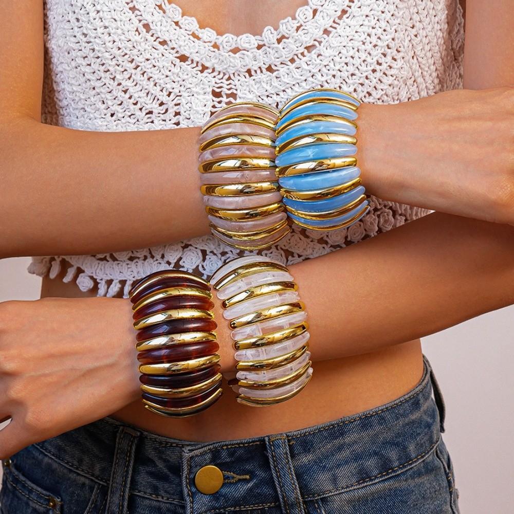 Breiter Acryl Armreif Böhmisch Retro Handring Mode Breite Klobige Armreifen Dekoration