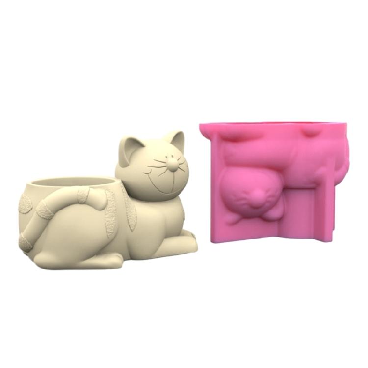 Flower Pot Silicone Mold Cute Cat Pen Holder Mold for DIY Succulent Planter 1
