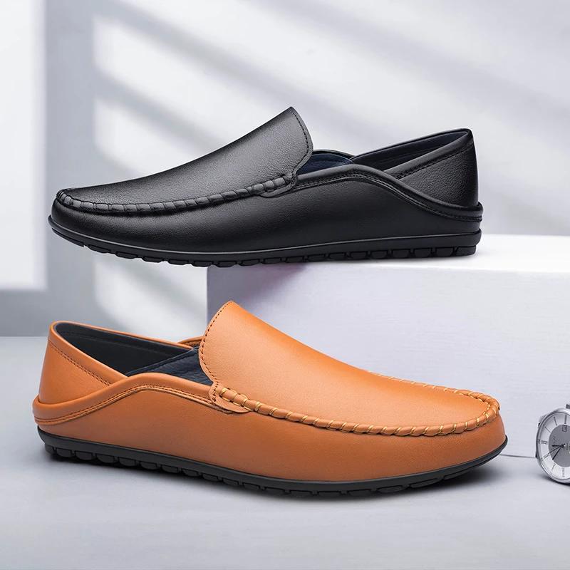 Men Shoes slip on fashion Casual Genuine Leather Mens Loafers Moccasins Designer Boat Shoes High Quality Chaussure Homme