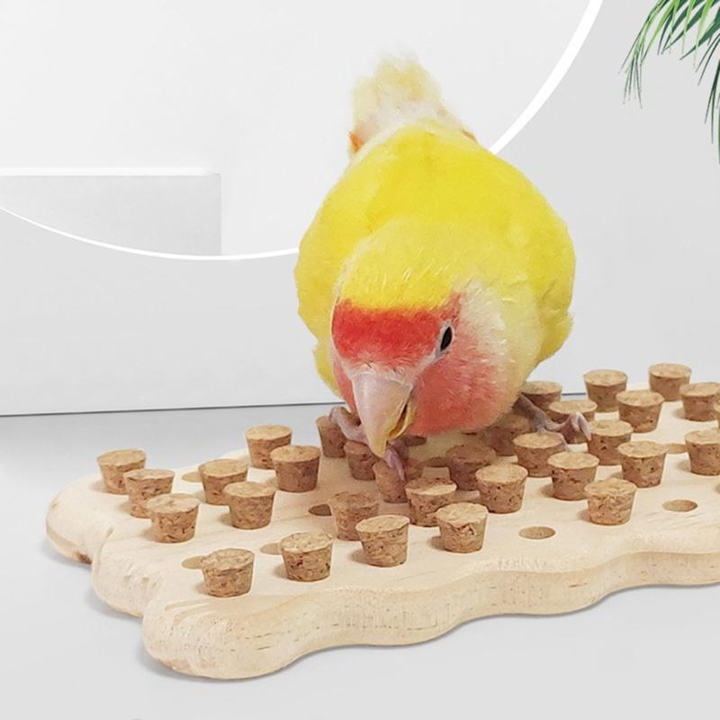 Bird Block Pecking Toy Bird Grinding Cork Toy Standing Perches for Small Large Bird Birdcages Decors Molar Toy