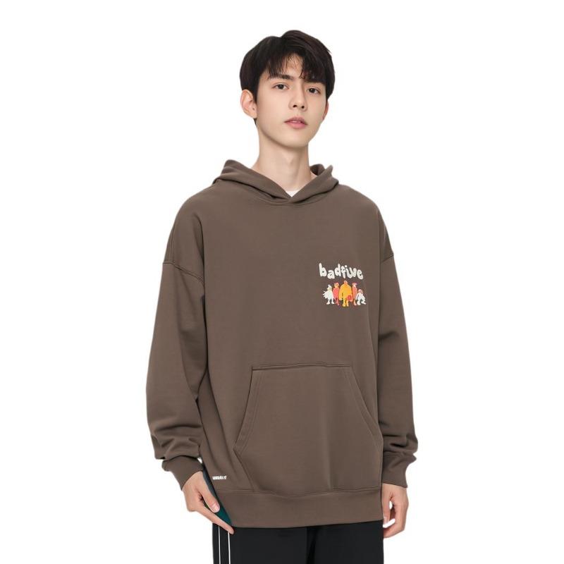 Li Ning Badfive Letter Hooded Pullover Fleece Sweatshirt Unisex Sweatshirt Charcoal-Brown AWDT879-5
