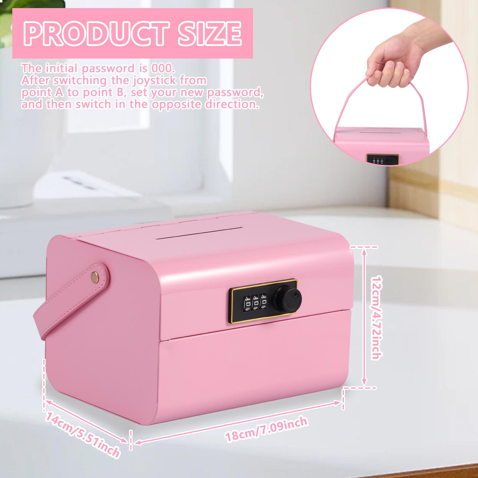 

Мальчик Портативная Детская Копилка с Кожаной Ручкой Маленькая Детская Безопасная Копилка Металлическая Коробка для Денег Копилка с Кодовым Замком и Прорезью розовый