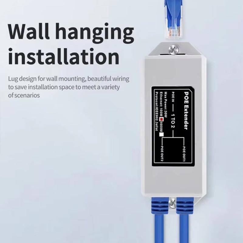 High Performances Ethernet POE Extender POE Repeaters 1 to 2Port 30W Ethernet Extender for IPCameras Plugs and Play