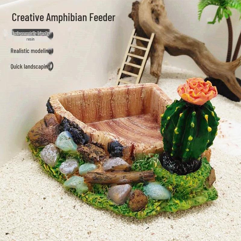 Resin Reptile & Turtle Water and Food Basin - Small Round Feeder Dish