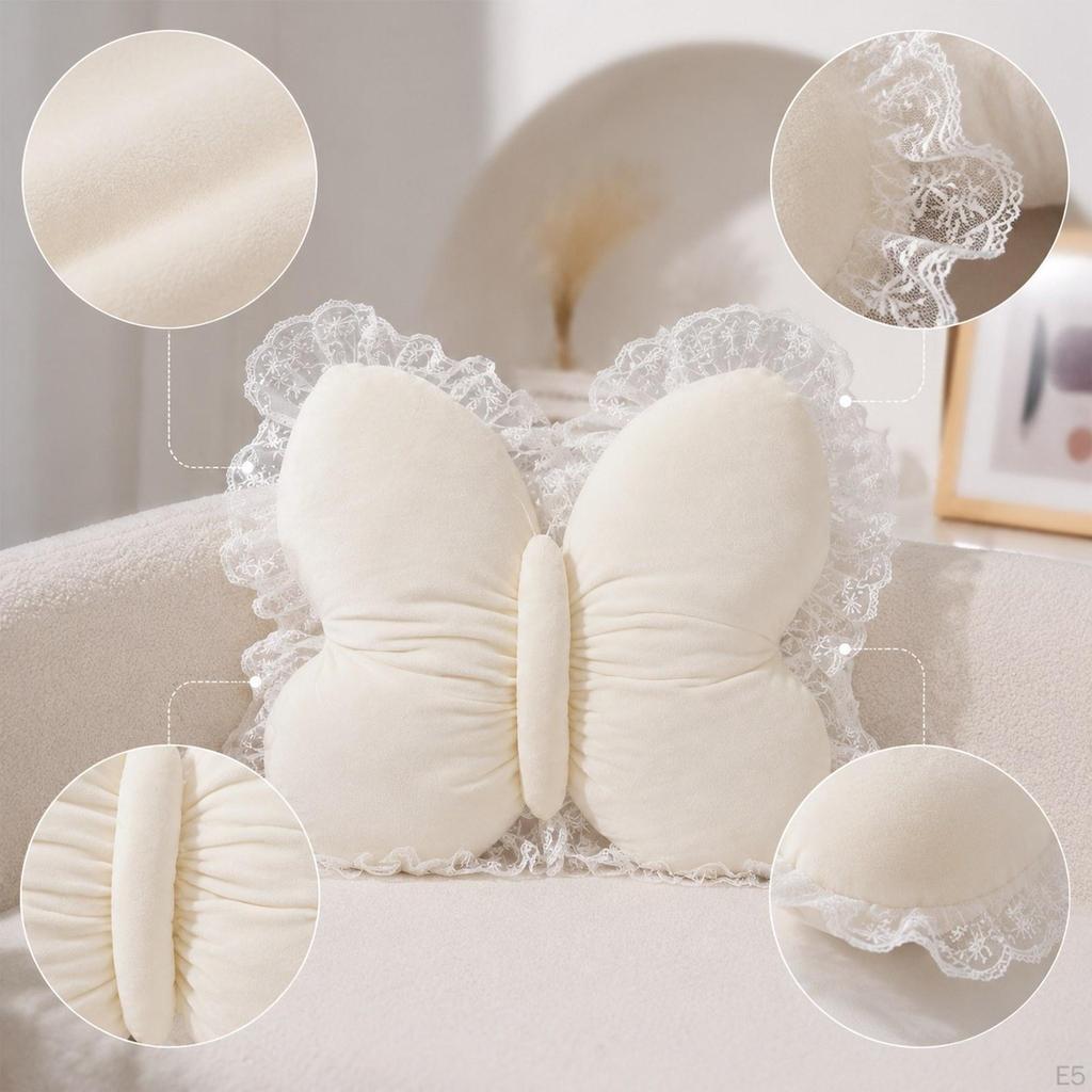 16" Butterfly Shaped Back Cushion Throw Pillows for Bedroom Office Decor