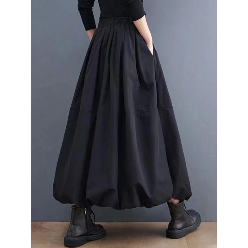 Solid Color Fluffy Half Body Skirt Pants Solid Puffy Skirt Pants