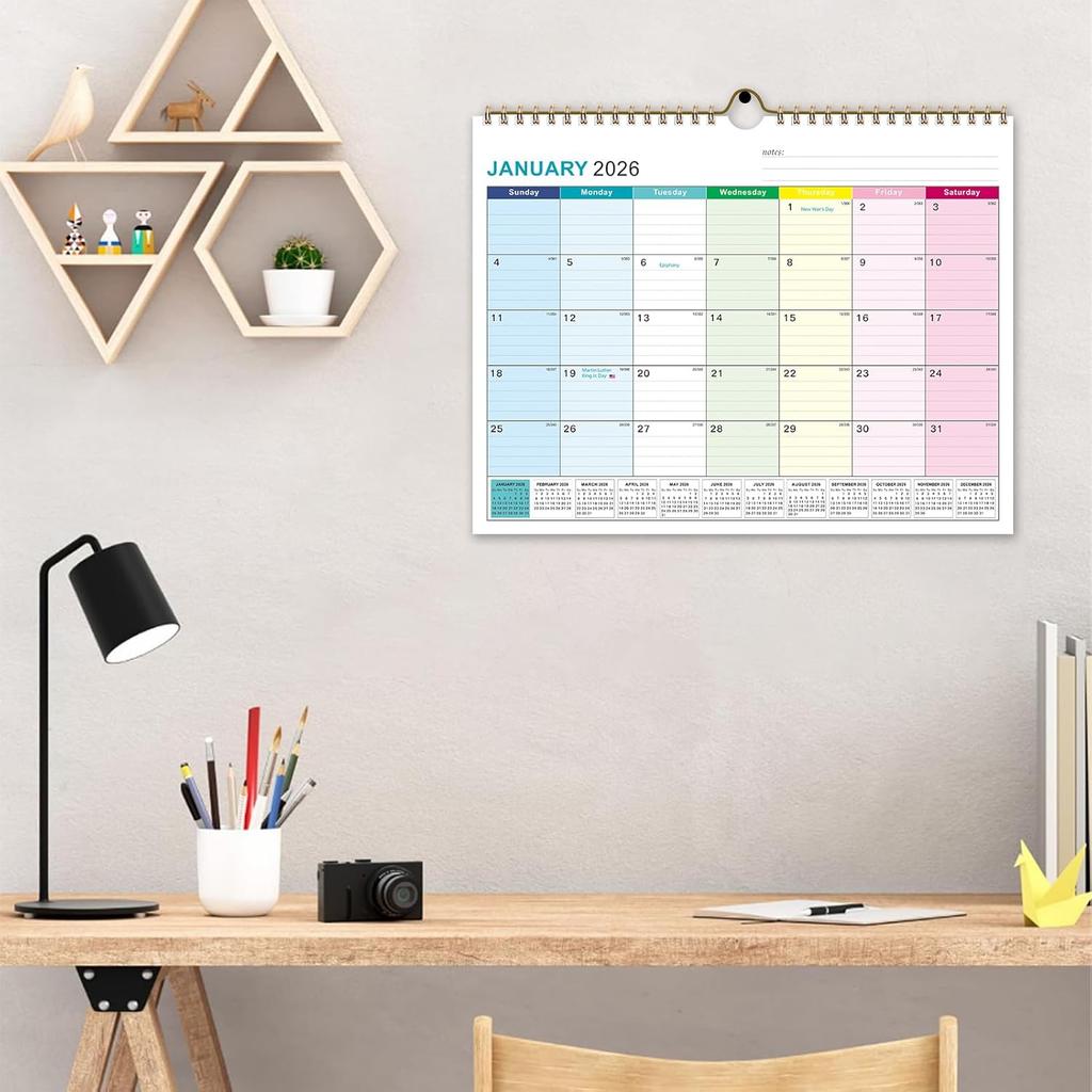 2026 Wall Calendar - 18 Monthly Calendar 2026-2027, Jan 2026 - Jun 2027, 15" x 11.5", Hanging Wall Calendar 2026 with Thick Paper, Lined Block,