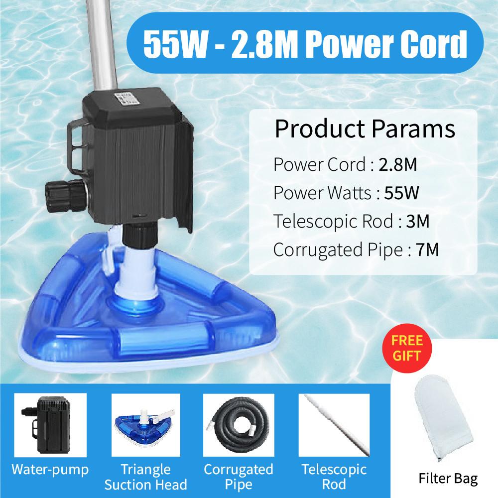 

55 Вт 2,8 м Всасывающий насос для вакуумной очистки бассейна Вакуумный очиститель для бассейна Водный пылесос Машина для всасывания воды для очистки бассейна Инструмент для очистки бассейна 55W-2.8M Power Cord