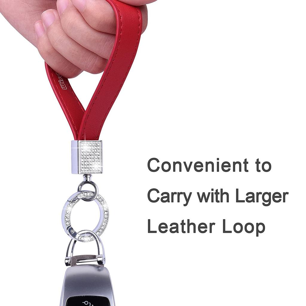 Wisdompro Car Key Chain, Sparkling Genuine Leather, Car Key Chain,