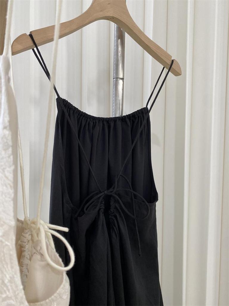 Elegant 3D Embroidered Ramie Suspender Dress - New Chinese Style