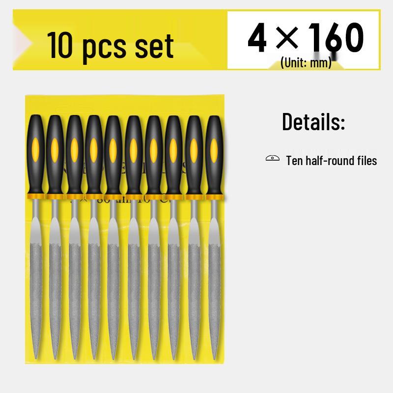 Mini Assorted Steel File Set: Triangular & Flat Files for Metal & Wood Grinding