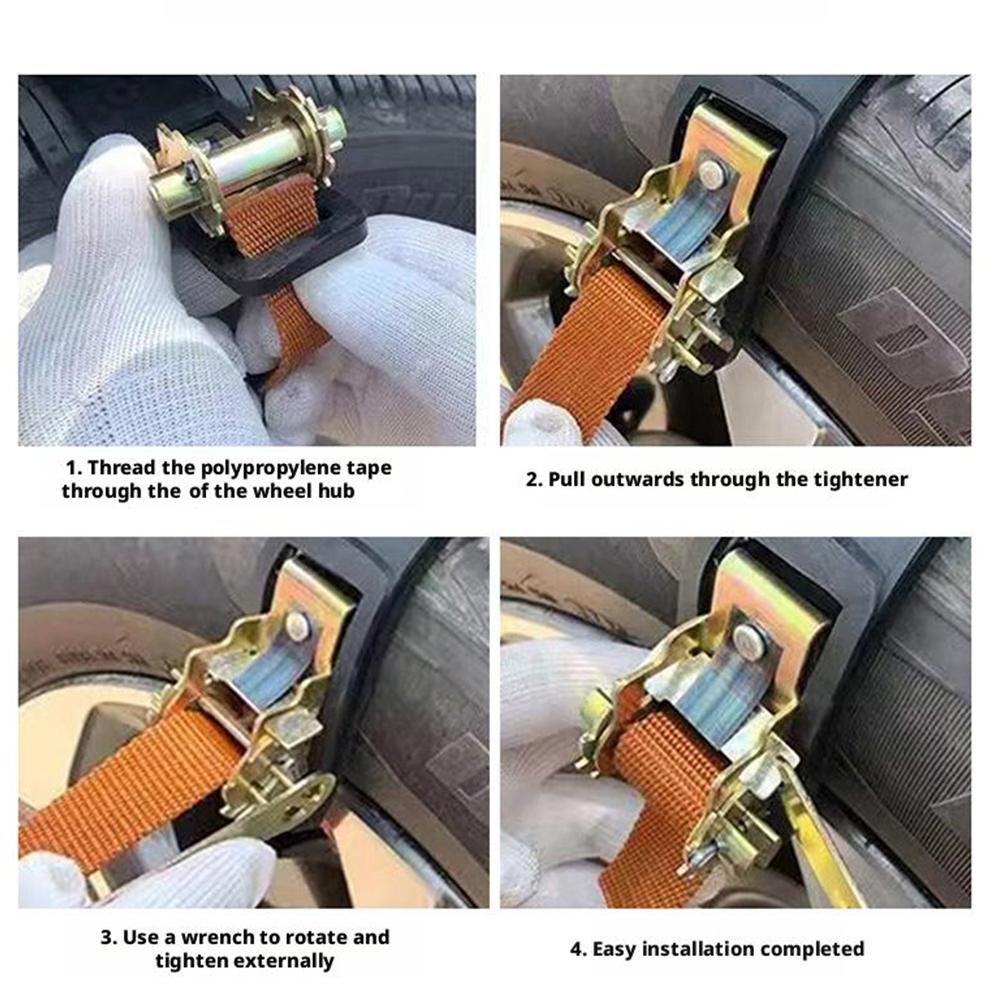 6,5-9,65 Zoll 4-teiliges Auto-Winterreifen-Verdickungs-TPU-Anti-Ski-Kettenwerkzeugset Auto General Outdoor Rescue Wheel Notfallwerkzeuge