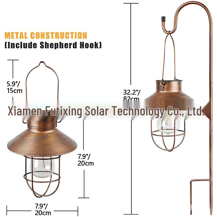 Solar Wrought Iron Hanging Light for Outdoor Courtyards and Balconies