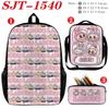 School Bag Labub Elf Peripheral Student Backpack Three-piece Set Backpack Shoulder Bag Pencil Case Study Set