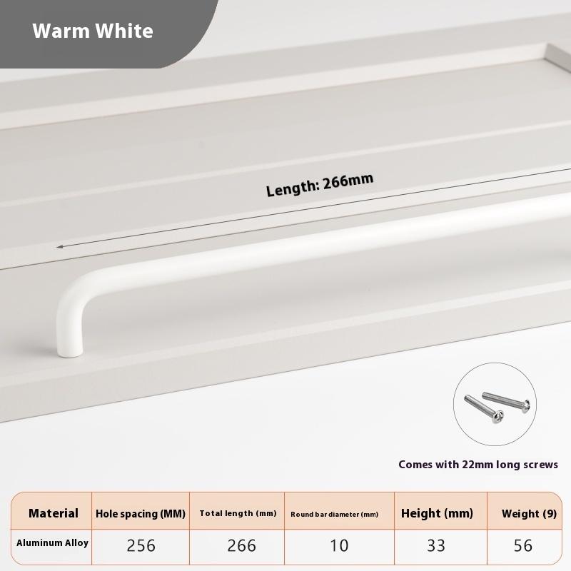 

Барвисті Прості Меблеві Ручки Шафи Ручки для Дитячої Кімнати Ручки-Кулі для Шухляд Сучасна Фурнітура з Алюмінієвого Сплаву White 266MM