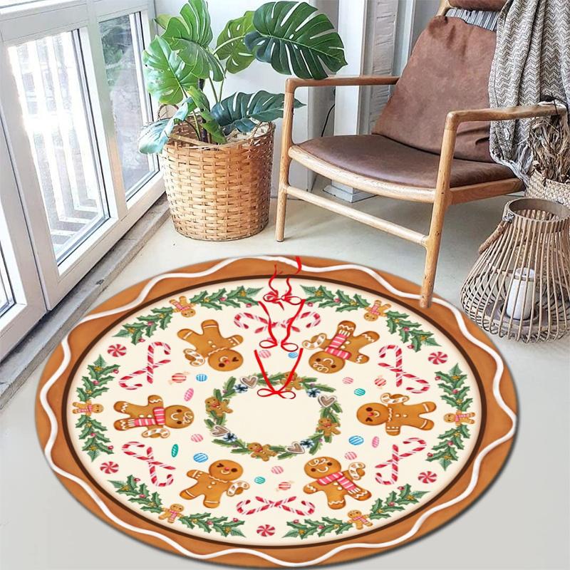 Cute cartoon gingerbread man Christmas gift rug home soft decorative anti-slip yoga table and chair mat carpet outdoor floor mat carpet Y1