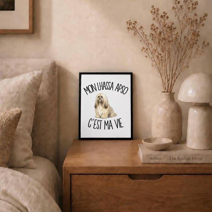 Poster Mon Lhassa Apso c'est ma vie | Affiche Papier Photo 310 g Finition Perlée Format Taille A4 | Décoration Murale Salon Chambre
