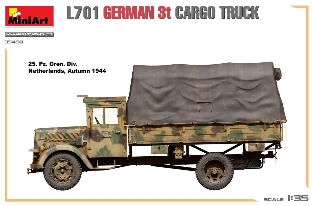 MiniArt L701 German Cargo Truck Plastic Model MA35450 1/35 3-Ton