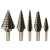 Step Drill Bits 5PCS HSS Titanium Step Drill Bit Set Covering 50 Sizes High Speed Steel Step Bits for Metal DIY Lovers