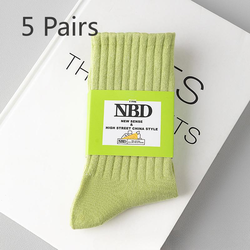 

5 пар мужских весенне-летних спортивных носков из чистого хлопка с дезодорирующим эффектом и впитыванием пота 5 Pairs зелёный