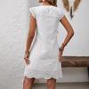 Damska casualowa letnia sukienka biała koronka jednoczęściowa luźny krój rękawki