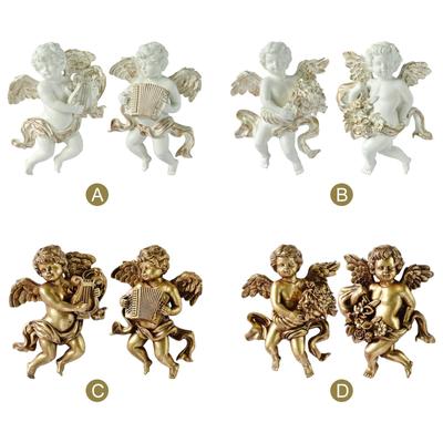 2x Cute Angel Statue Figurines Cherub Wall Sculpture Collections Ornaments Collectible for Barchurch Hotel Home Office Bedroom