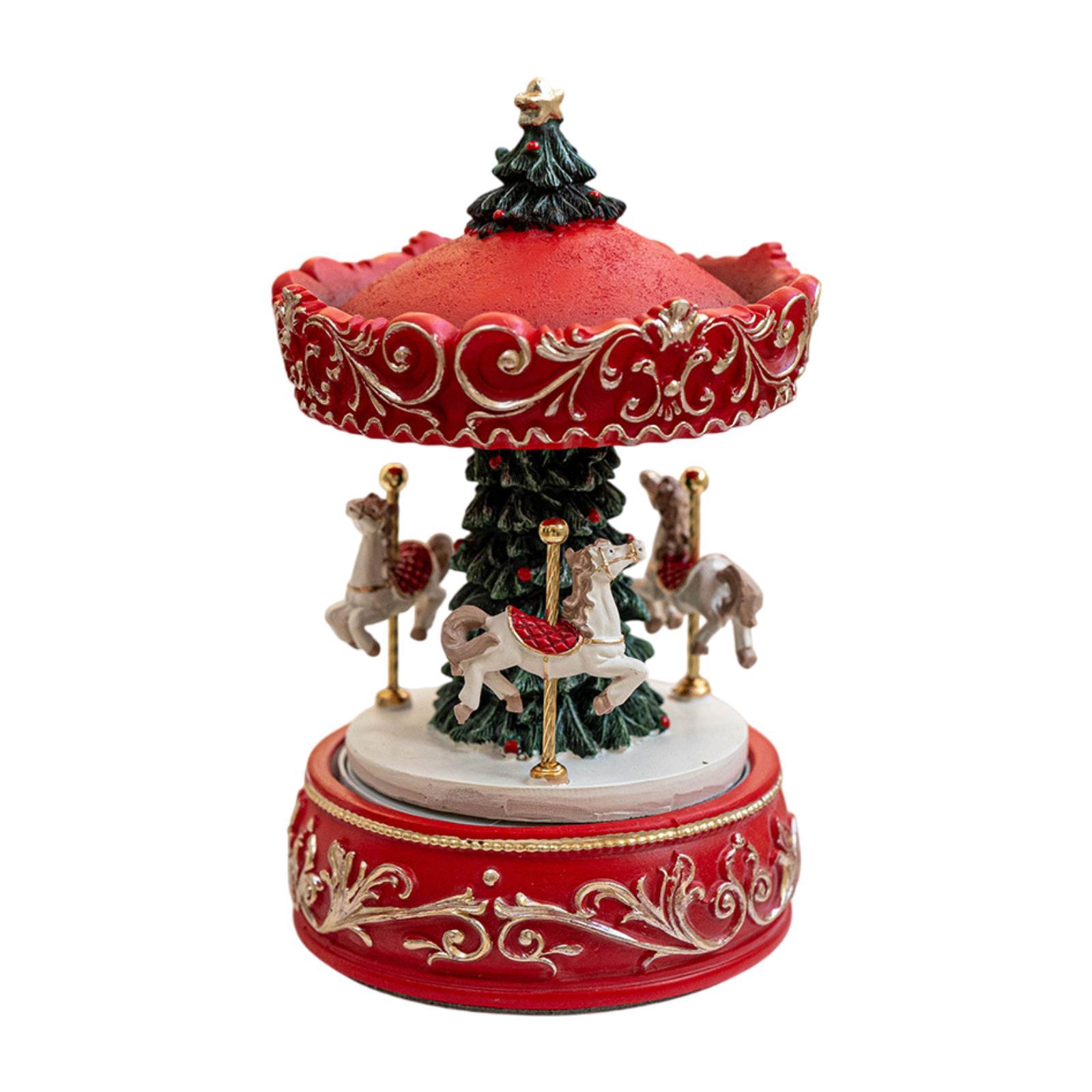 Rotating Musical Box Resin Figurine Christmas Decoration Christmas Music Box
