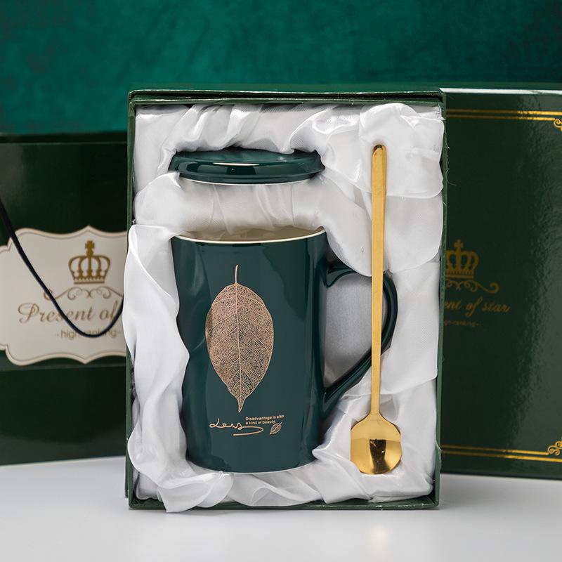 Ceramic Coffee & Tea Set with Lid, Spoon, Infuser, and Strainer - Gift Box Included