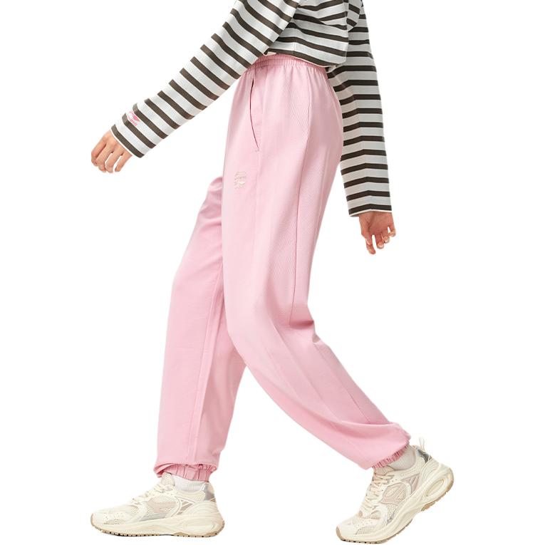 Li Ning Série Lifestyle Sportif Coupe Ample Chevilles Resserrées Décontracté Polyvalent Pantalon de Sport Tricoté Bas pour Femme Rose Clair AKLU868-7