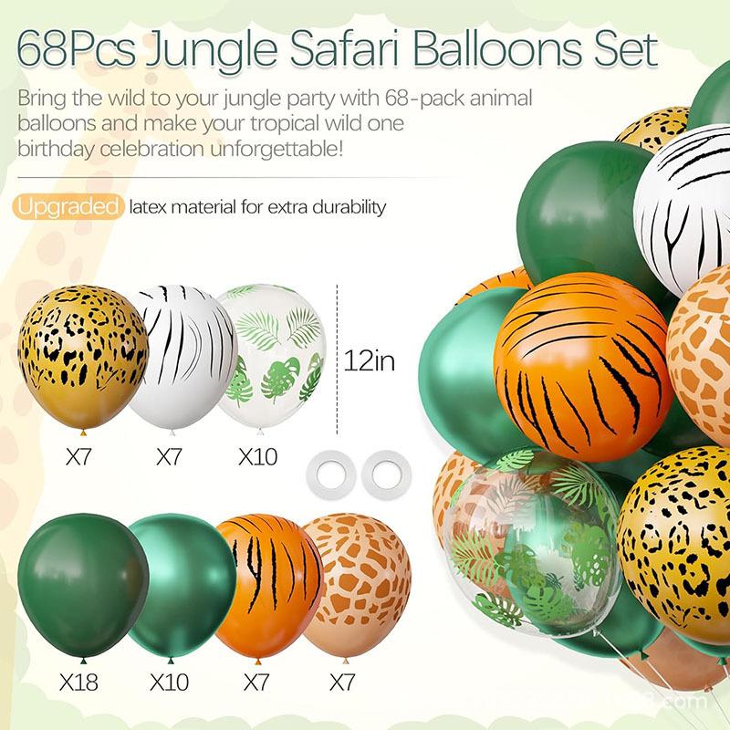 

Jungle Party Balloon Set Birthday Arrangement Decoration Green Theme Gold Printed Balloon Balloon Chain Jungle Party Balloon Set