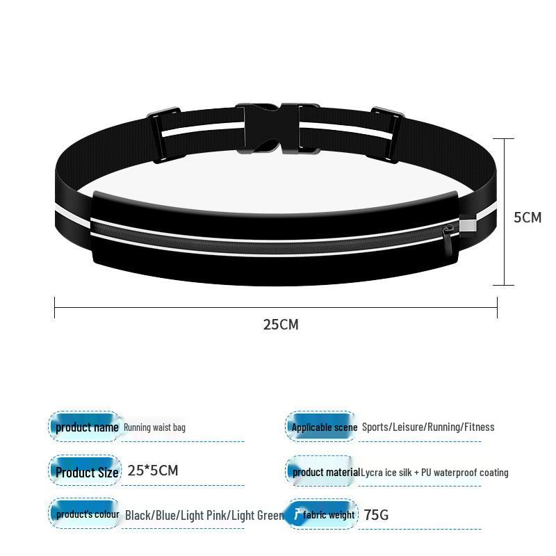 High-End Waterproof Lightweight Running Waist Bag - Elastic, Invisible Design for Fitness and Phone Storage