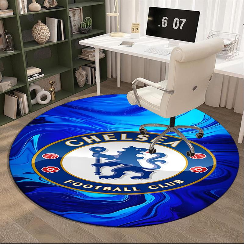 1PC round rug Chel-sea Fc Printed Round Area Rug ,Rug For Home Office, Round Chair Rug, Decorative Carpet Fan gifts Christmas gift