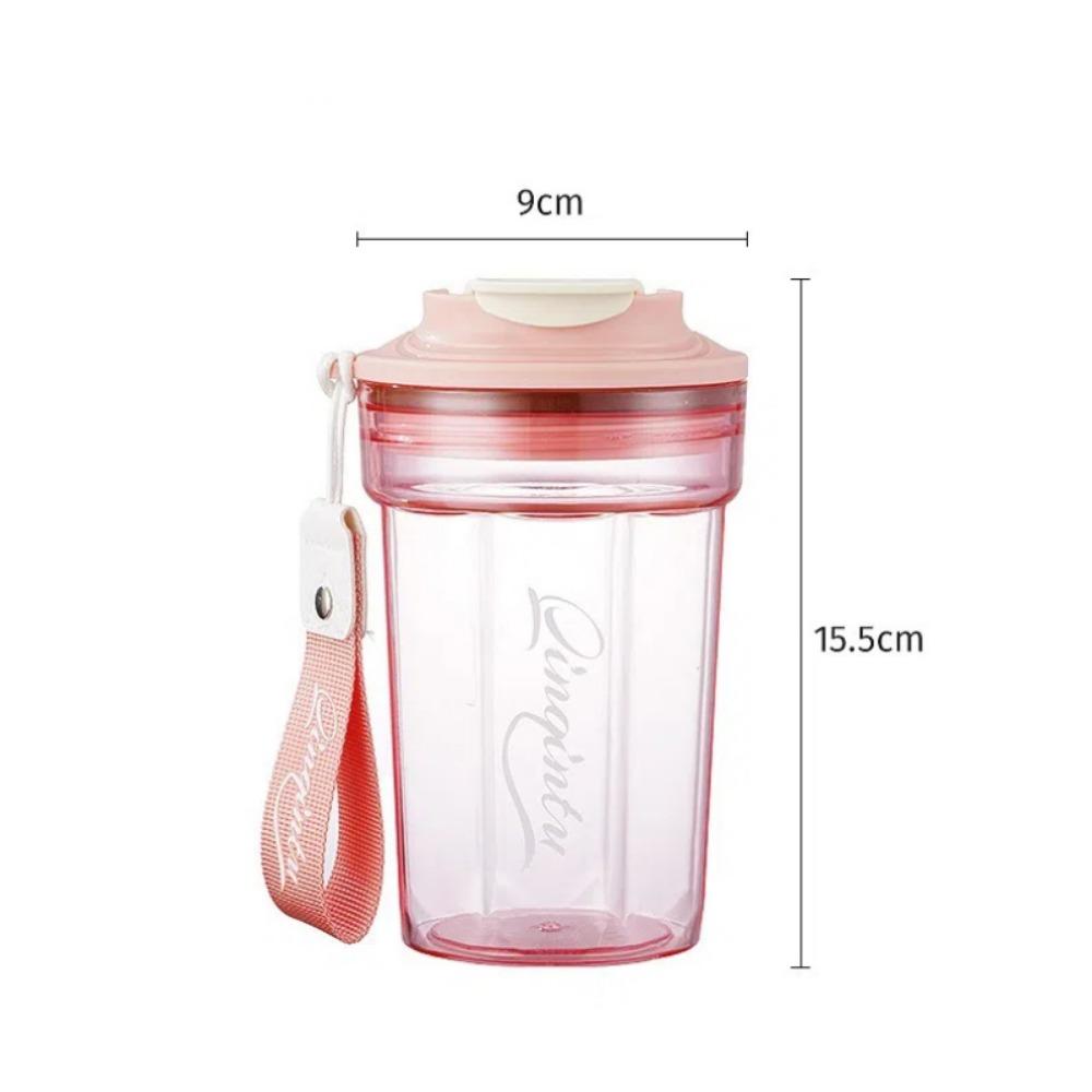 Fashion Plastic Coffee Cup Sealed Anti Fall Water Cup 500ml Handheld Rope Water Bottles Outdoor Sports