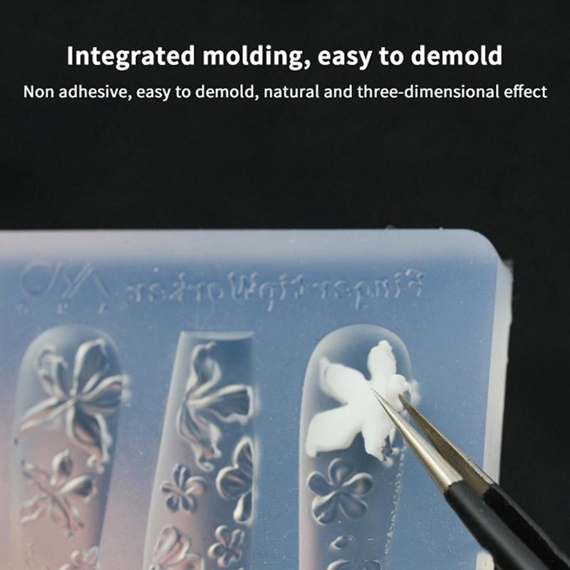 Cartoon Silicone Nail Mold Bow Flower Nail Decorations Nails Diy Design Stereoscopic Stamping Plate Manicure Tools Art Supplies