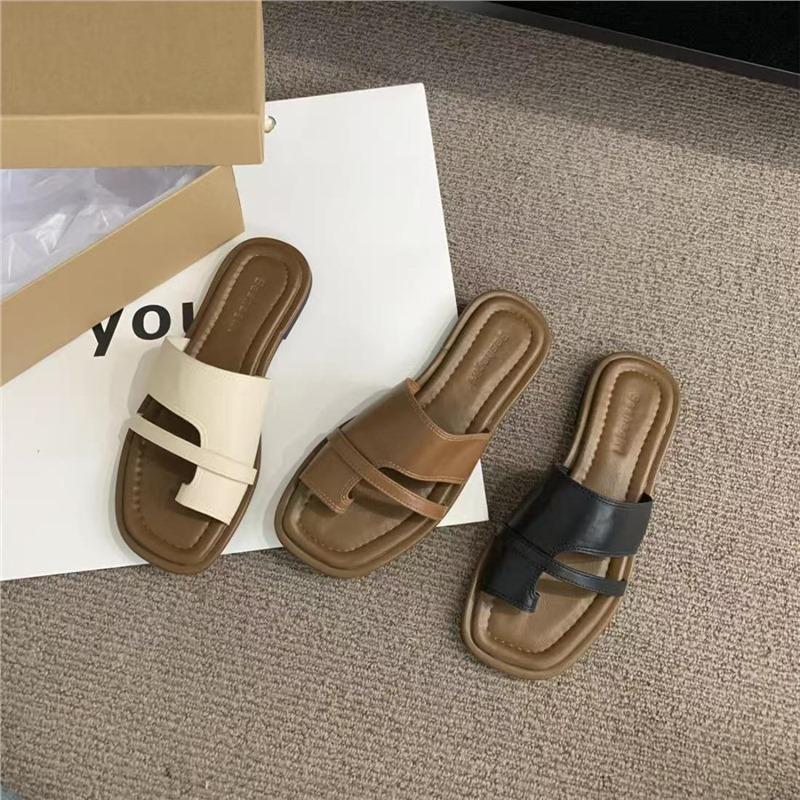 Retro Toe Slippers Women's Shoes Spring and Summer New Simple Skirt One Pedal Roman Sandals
