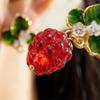 Sweet Red Resin Raspberry Drop Earrings for Women Dainty Cute Starwberry Leaf Fruit Dangle Earring Daily Wear Party Jewelry Gift