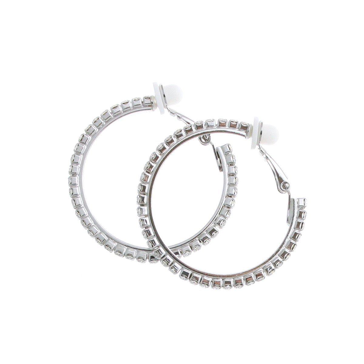 

VINGTAINE Сережки-кільця з кристалами сріблясті [Kobe Vingtaine] E2-21