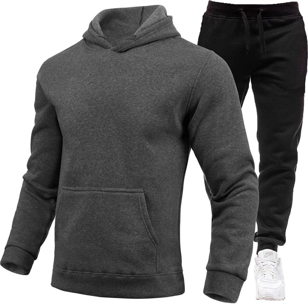 2025 Men's Trendy Hooded Pullover Set: Thick Loose Fit for Autumn/Winter Running