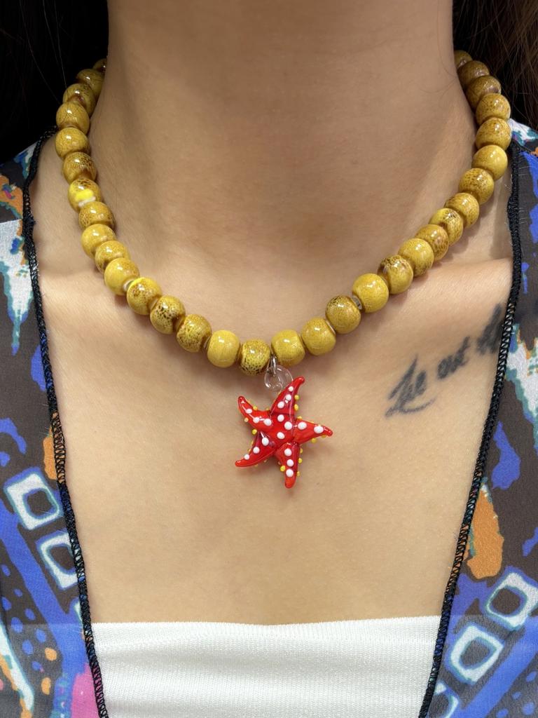 Charm Colorful Fish Pendant Necklace Glass Beads Necklace Cute Marine Animal Jewelry Gift