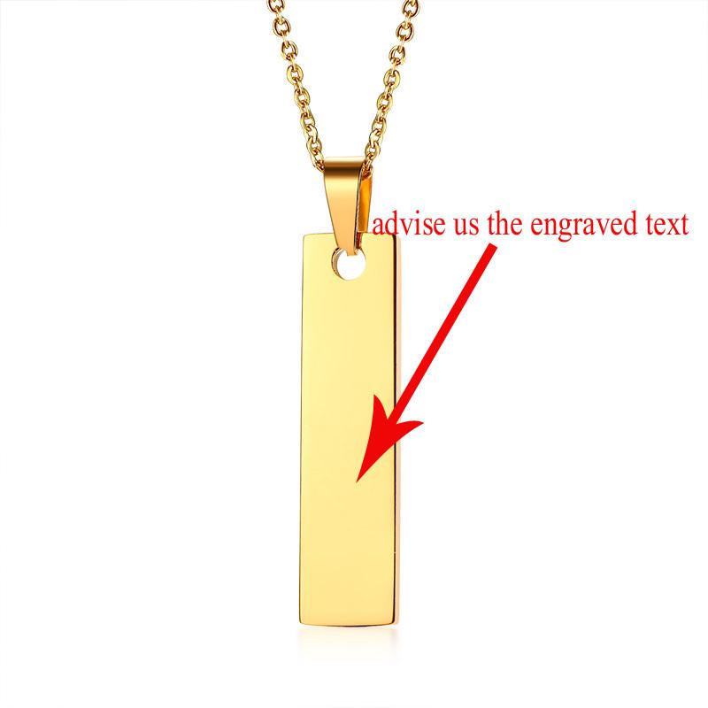Personalized Women Bar Necklaces Pendant Custom Name Stainless Steel Charm Female Collar