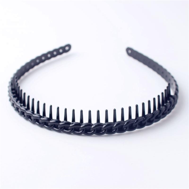 Men's & Women's Black Wave Headband: Sporty, Simple, with Teeth for Slicked Back Hair and Face Washing.