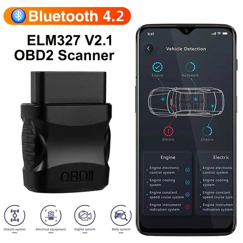 

ELM327 V2.1 Зчитувач кодів несправності двигуна автомобіля OBD2 Сканер Bluetooth 4.2 Автомобільний діагностичний сканер EOBD Зчитувач кодів несправностей Для IOS/Android Без CD V2.1