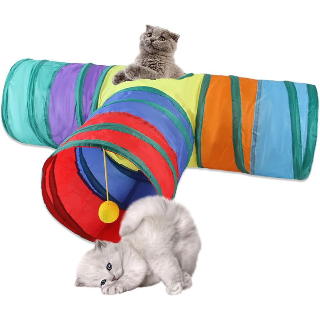 Cat Toys Cat Tunnel and Cat Cube Pop Up Collapsible Kitten Indoor Outdoor Toys-Collapsible 3 Way or 1wayCat Tube- for Cat, Puppy, Kitty, Kitten