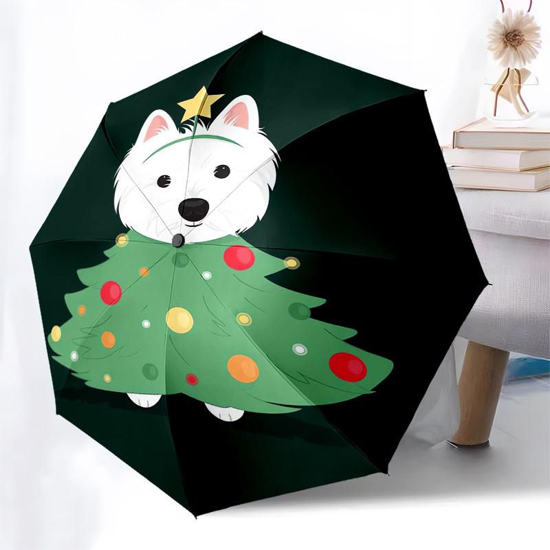 1pc Christmas Tree Dog Umbrella with Plastic Handle,Compact & Stylish,Cartoon Pattern,Outdoor UmbrellaPT565