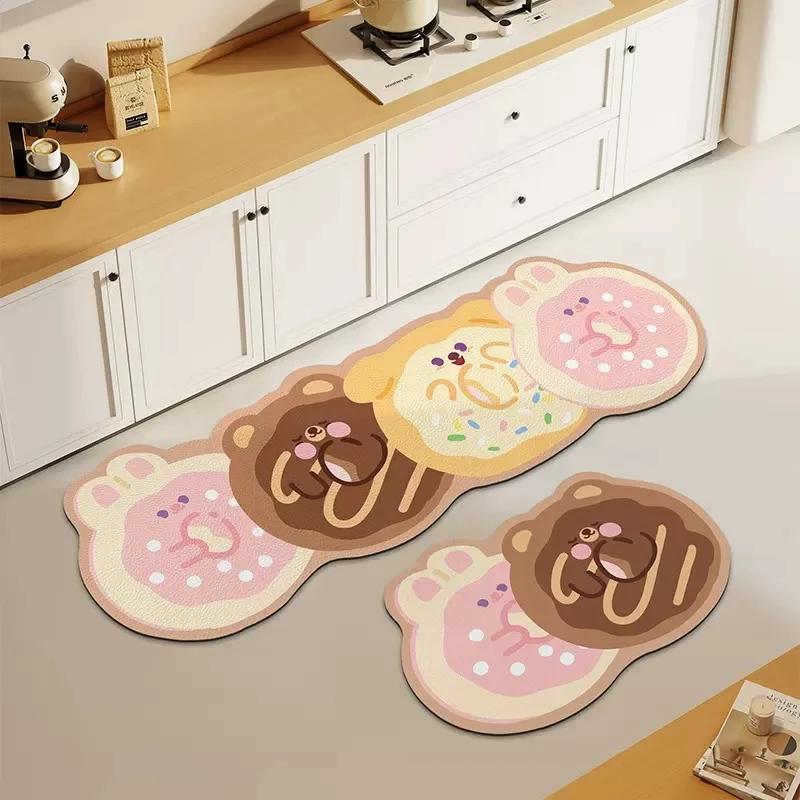 Cartoon Anti-Slip Kitchen Floor Mat Entrance Doormat Washable Door Rugs Hotel Living Room Carpet Bathroom Home Decoration Mats