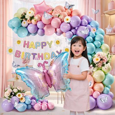 Boys Girls Cartoon Internet Celebrity Balloon Chain Scene Decoration Party Balloon Ornaments Birthday Ritual Background Wall